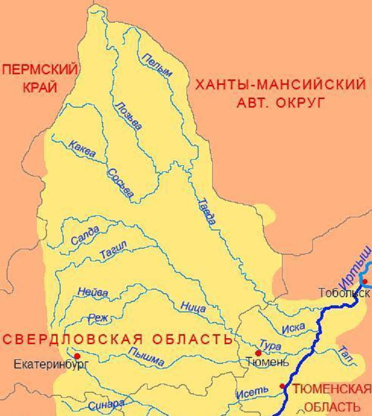 Карта рек свердловской области подробная